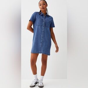 Twik Denim Dress size Small short sleeves side pockets buttons